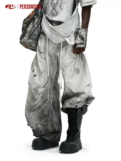 Grey White Spray Dyed Sculptural Jeans