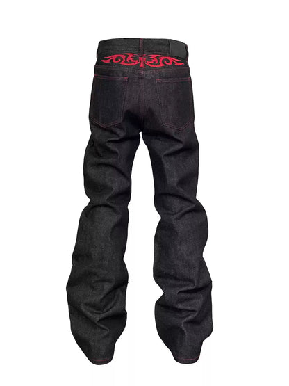 Floral Embroidered Straight Leg Jeans