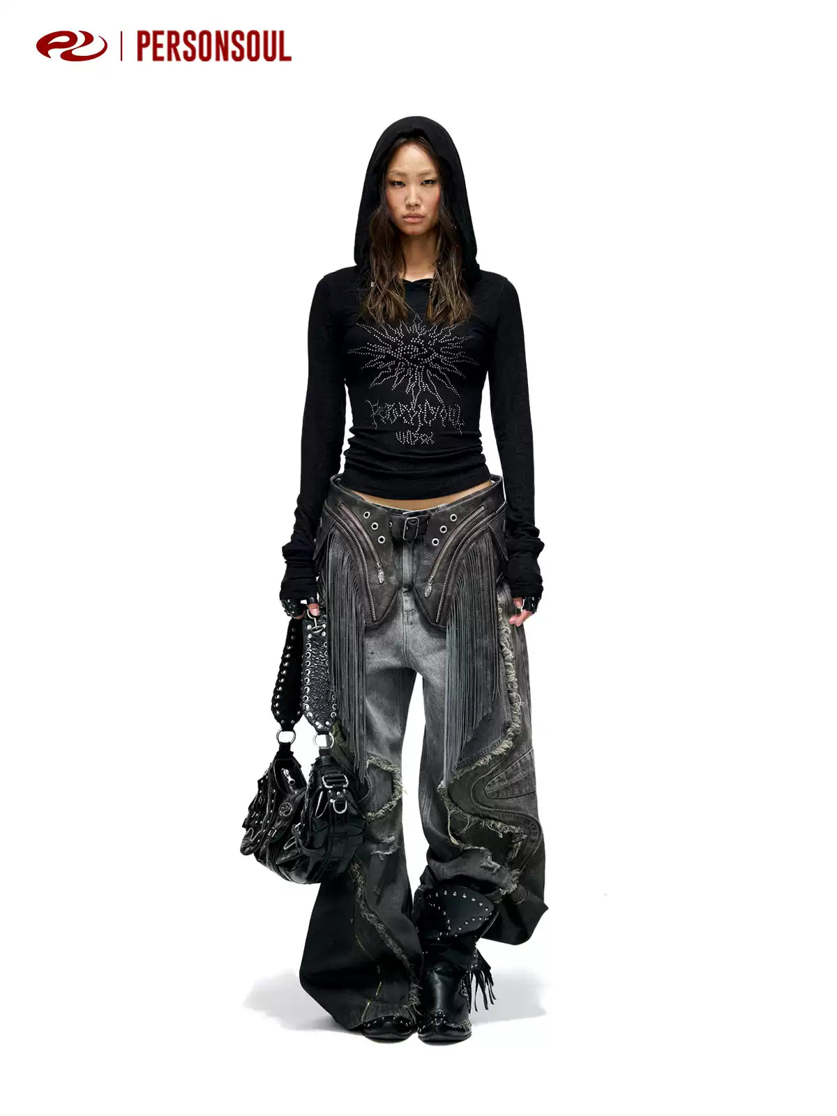 Textured Sheer Hooded Long Sleeve Top