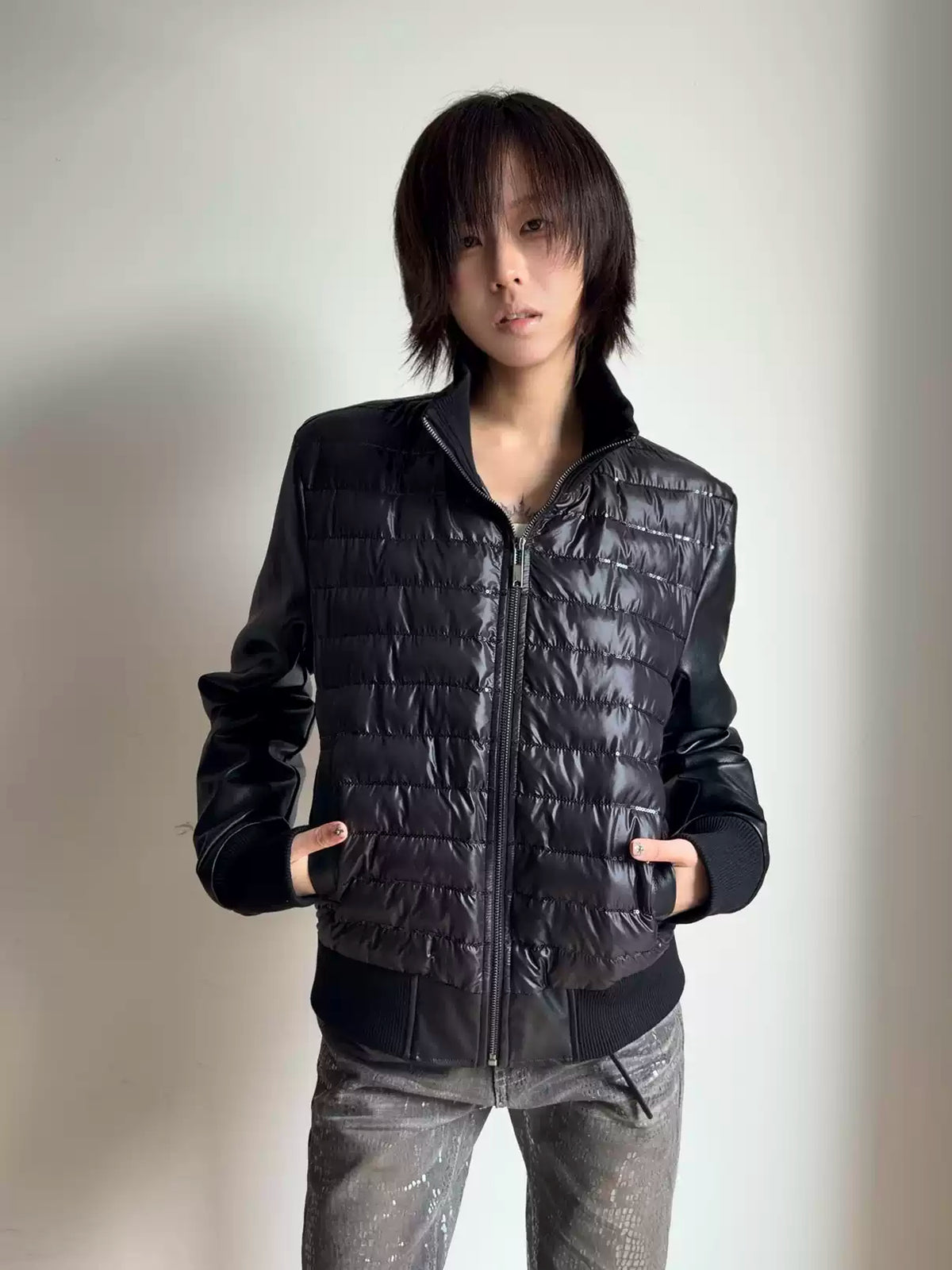 Panelled Slim Fit Padded Zip Jacket
