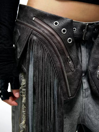 Fringed Pocket Waist Bag Belt