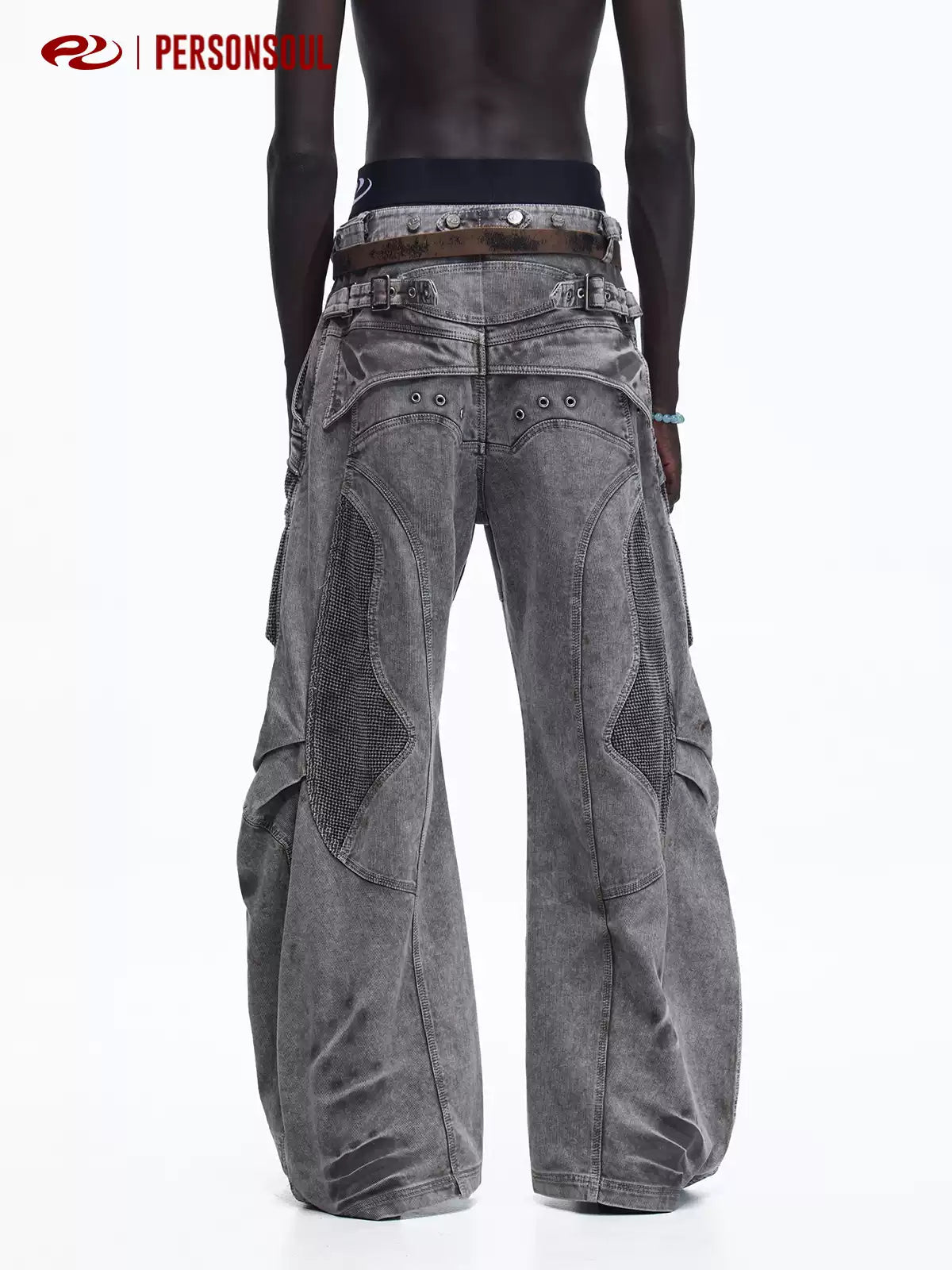 Double Waist Washed Wide Cargo Pants