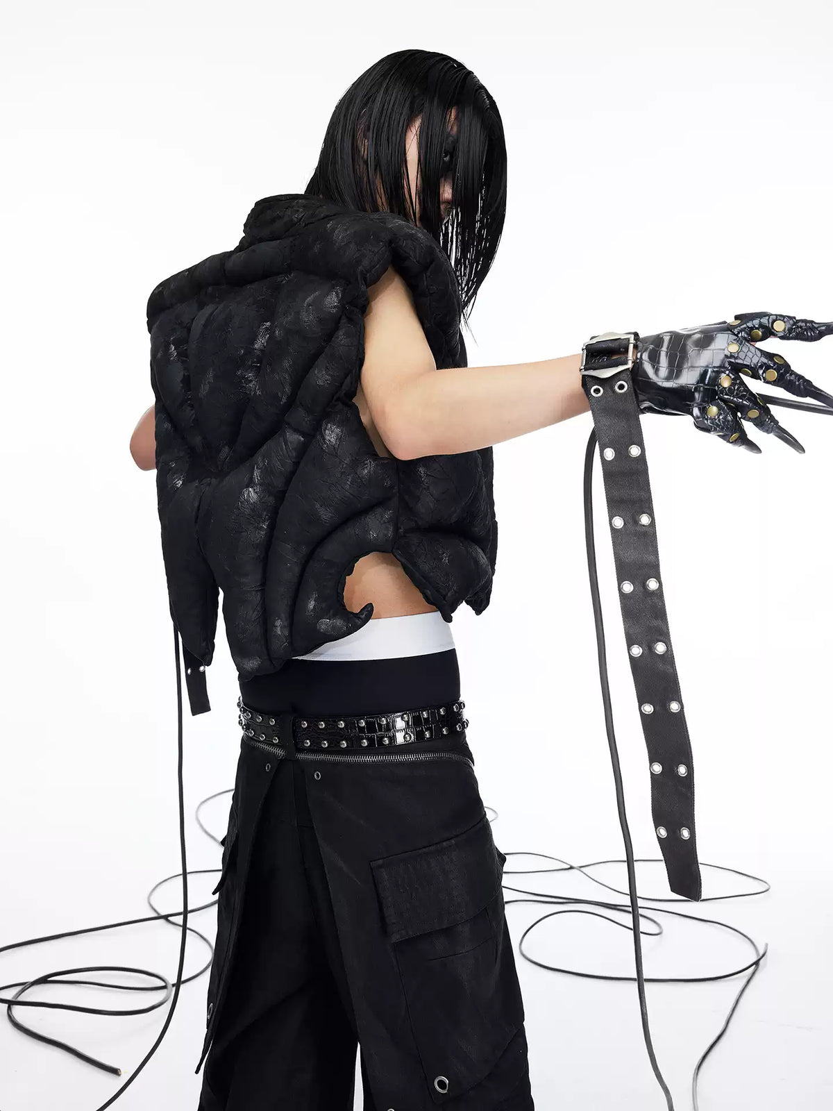 Sculpted Armor Faux Leather Cropped Vest