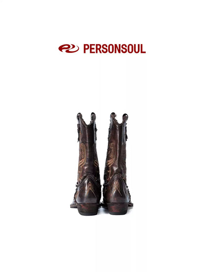 Patterned Cowhide Western Boots
