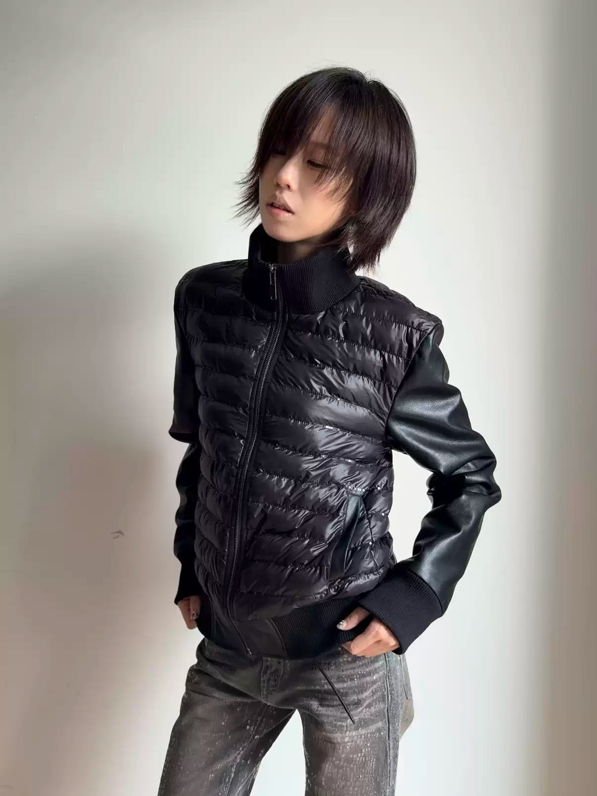 Panelled Slim Fit Padded Zip Jacket