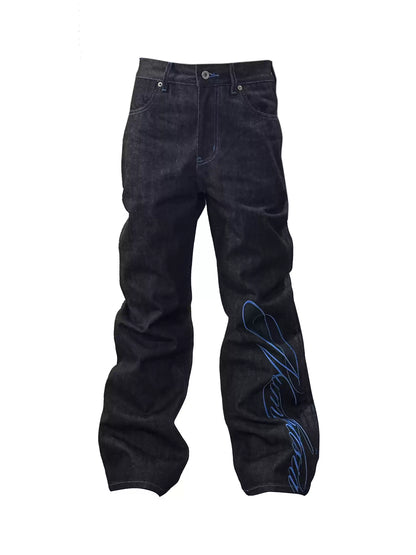 Floral Embroidered Straight Leg Jeans