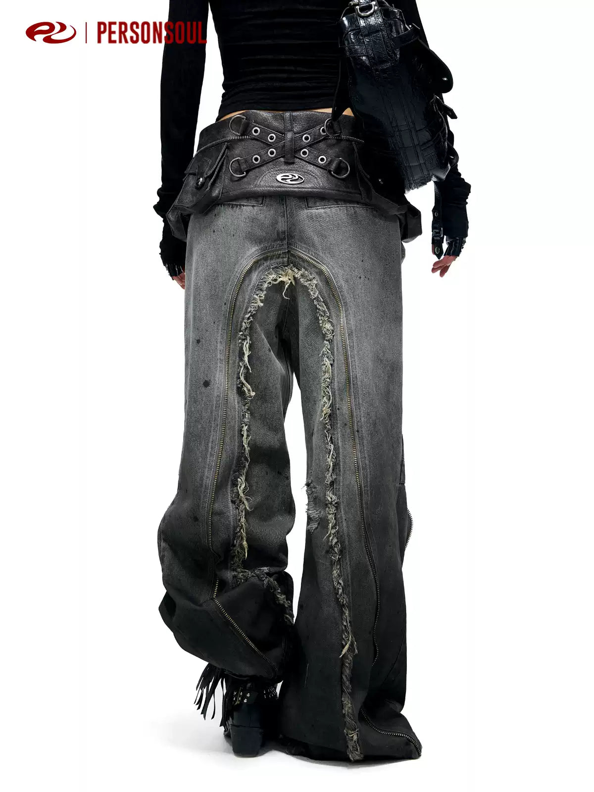 Fluid Panel Washed Wide Leg Jeans