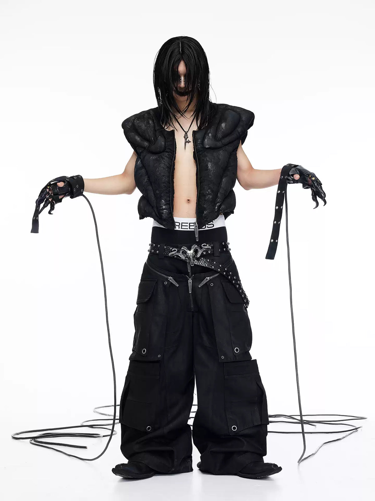 Sculpted Armor Faux Leather Cropped Vest