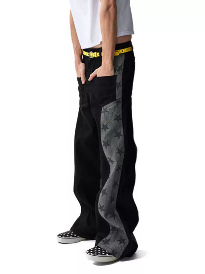 Asymmetric Panel Straight Leg Jeans