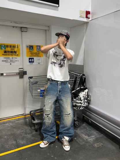 Vintage Washed Distressed Baggy Jeans