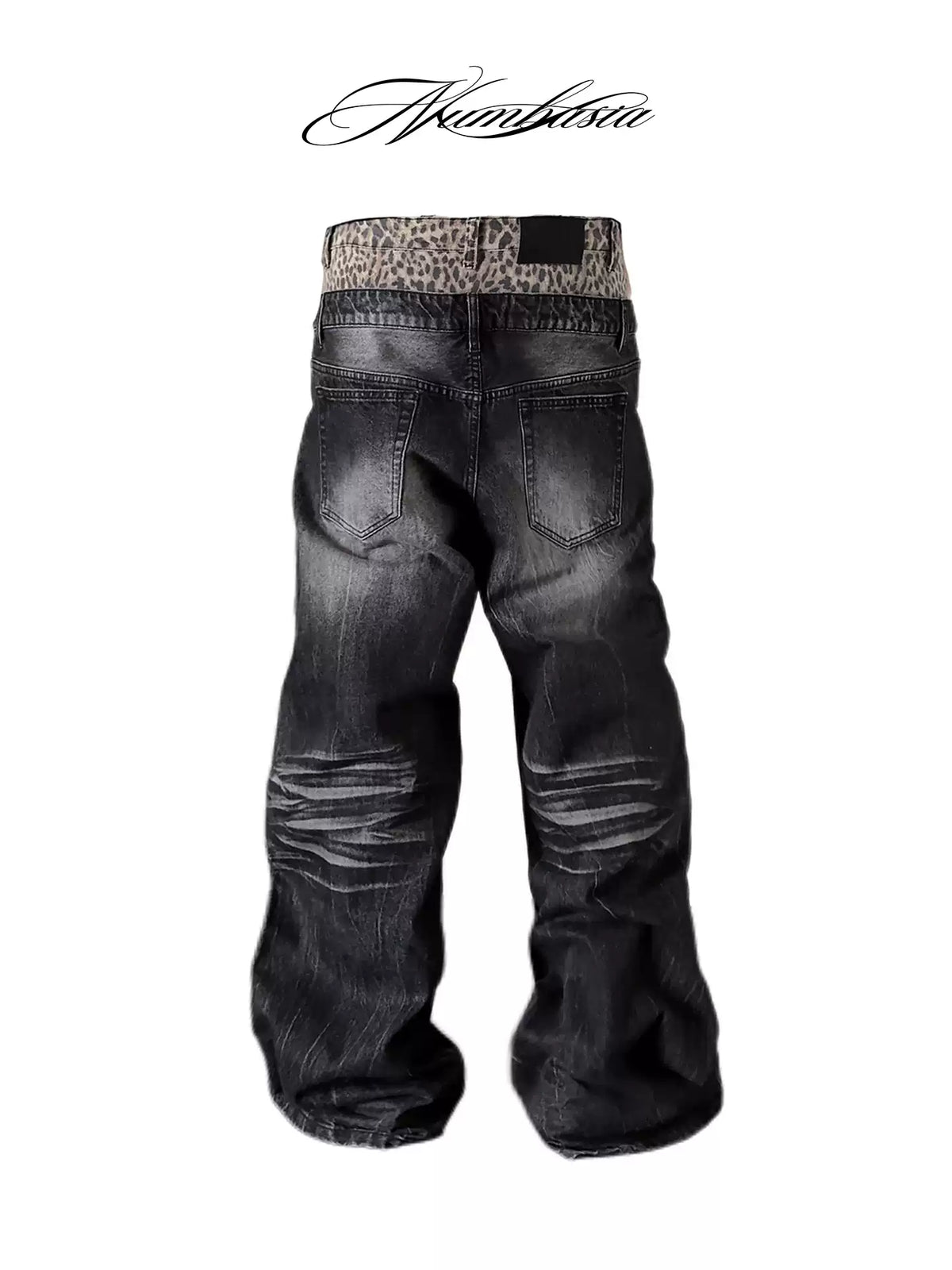 Double Waist Black Washed Baggy Jeans