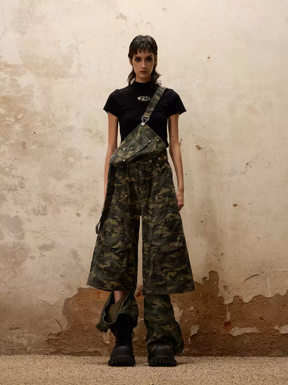3-in-1 Detachable Suspender Camo Cargo Pants