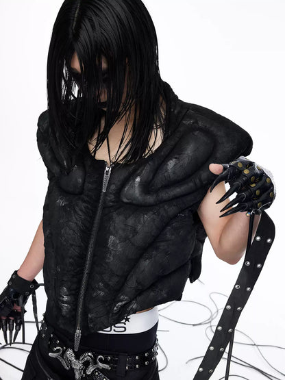 Sculpted Armor Faux Leather Cropped Vest