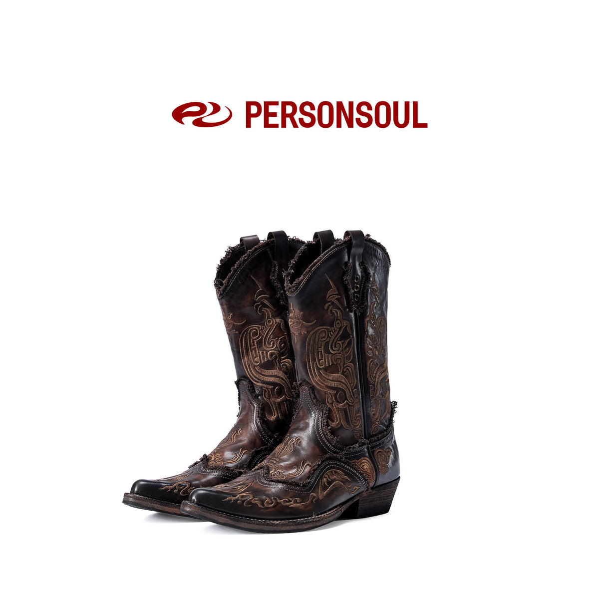 Patterned Cowhide Western Boots
