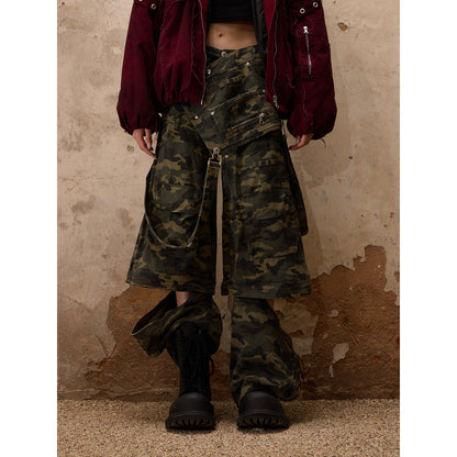 3-in-1 Detachable Suspender Camo Cargo Pants