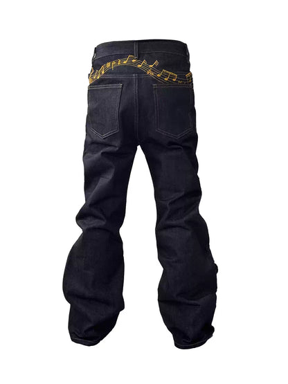 Floral Embroidered Straight Leg Jeans