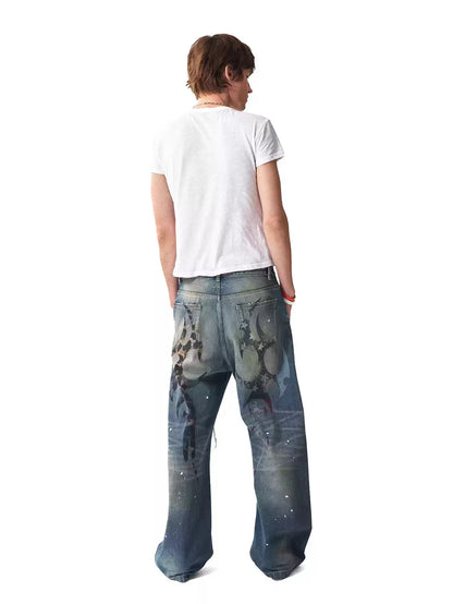 Vintage Washed Distressed Baggy Jeans