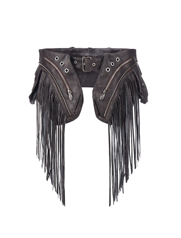 Fringed Pocket Waist Bag Belt