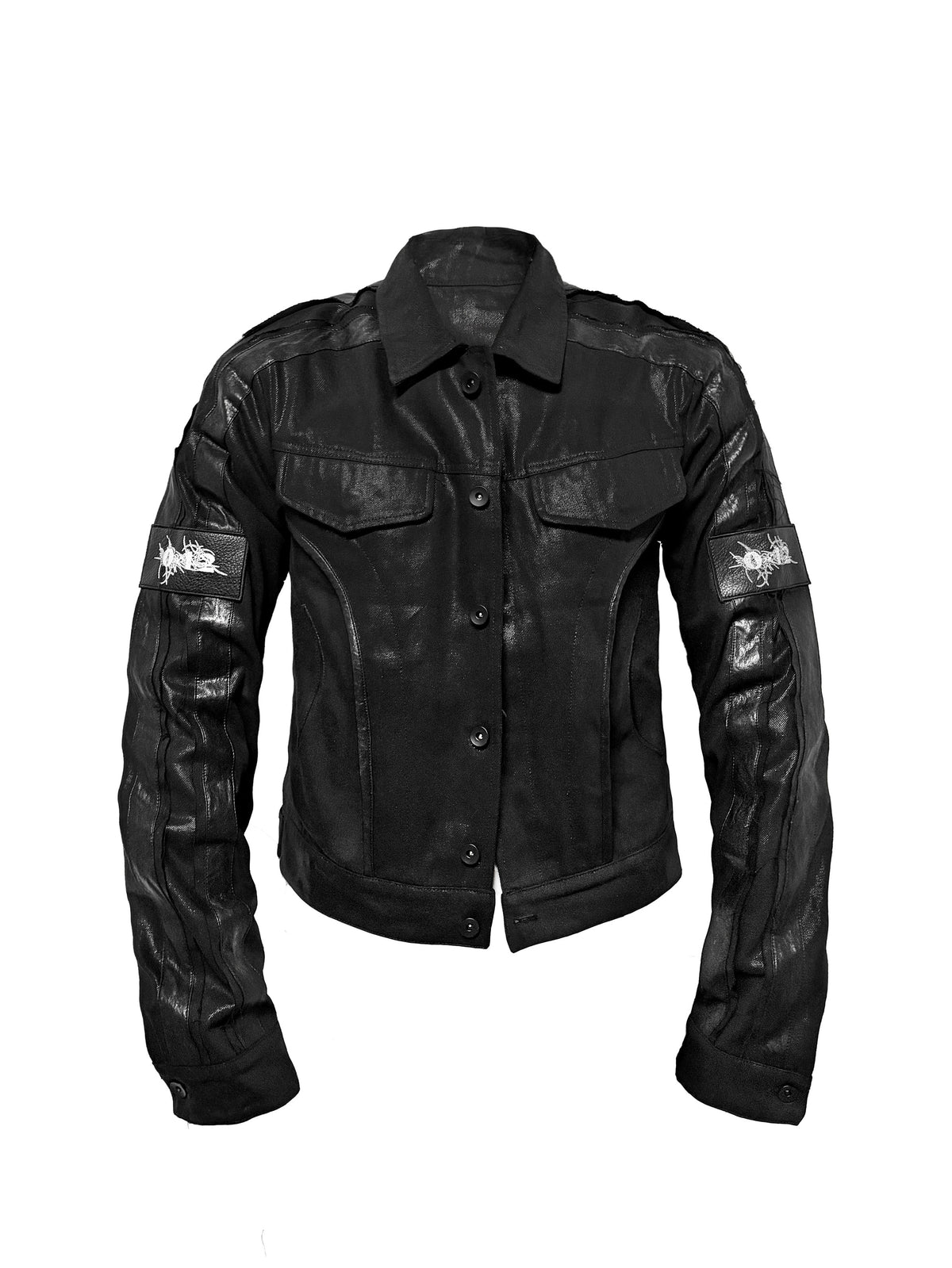 High Neck Concealed Zip Fitted Faux Leather Jacket