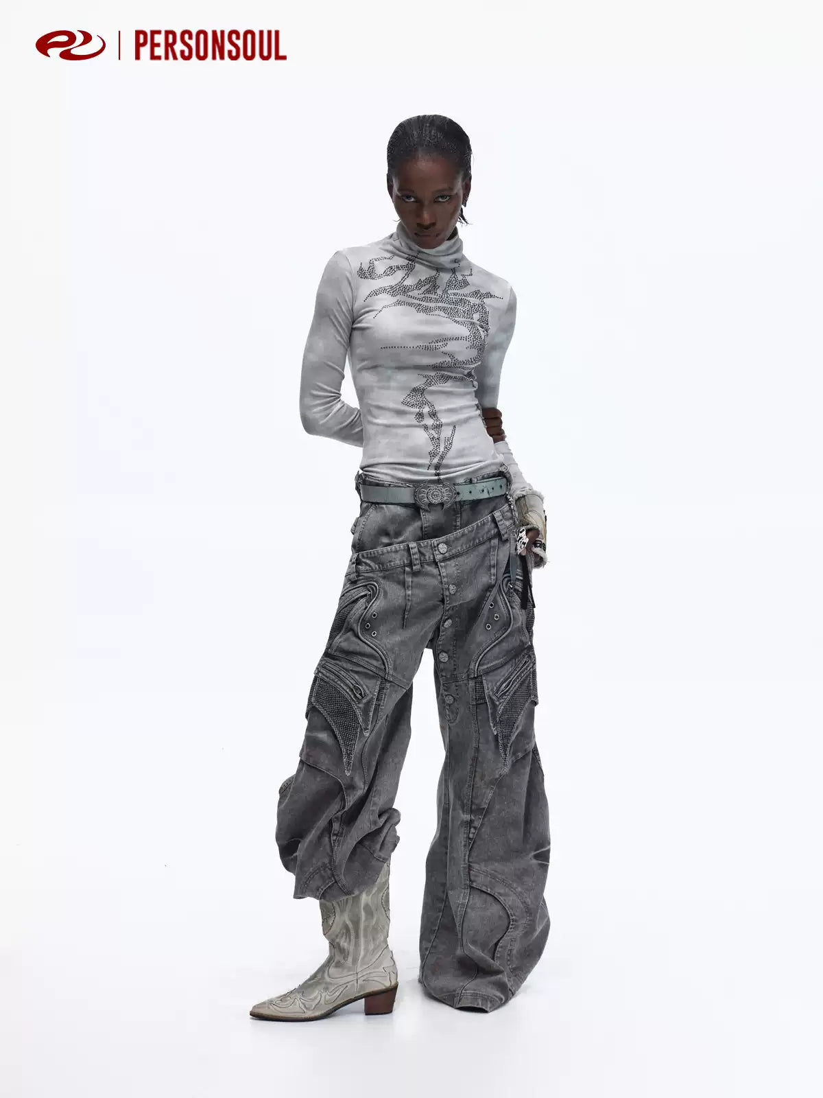 Double Waist Washed Wide Cargo Pants