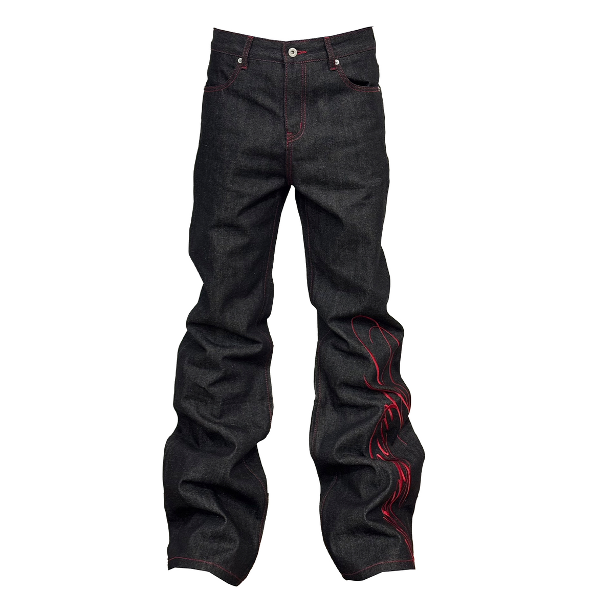 Floral Embroidered Straight Leg Jeans