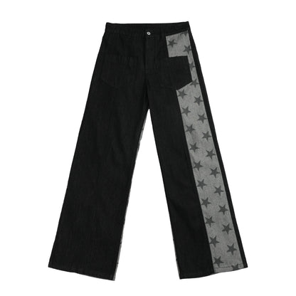 Asymmetric Panel Straight Leg Jeans