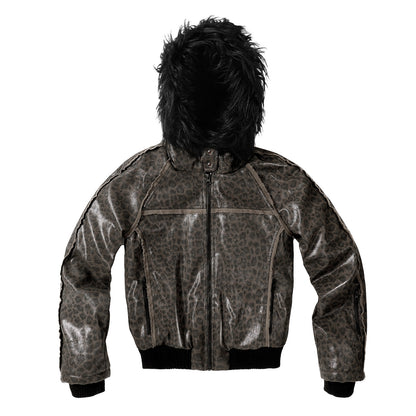 Detachable Faux Fur Collar Jacquard Zip Jacket