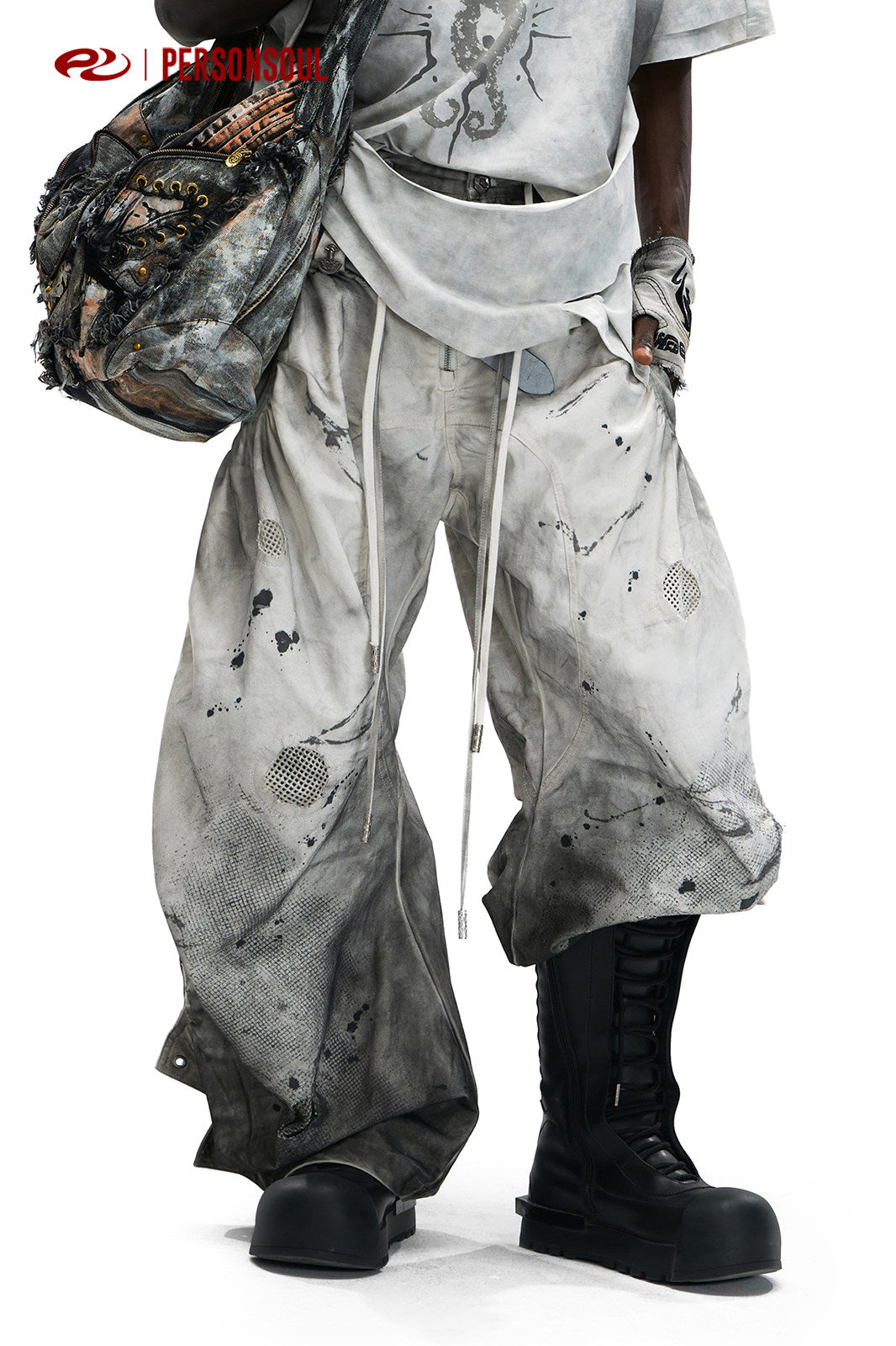 Grey White Spray Dyed Sculptural Jeans