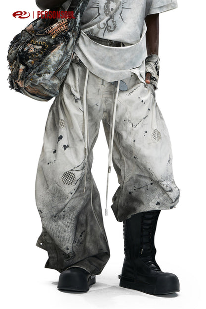 Grey White Spray Dyed Sculptural Jeans