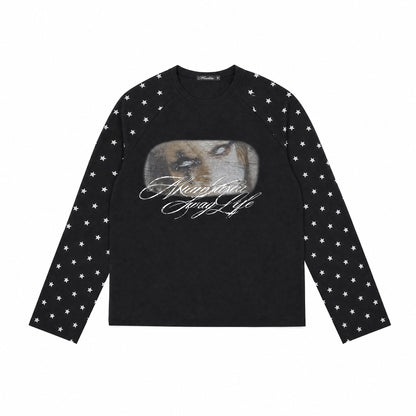 Star Sleeve Graphic Raglan Long Sleeve T-Shirt