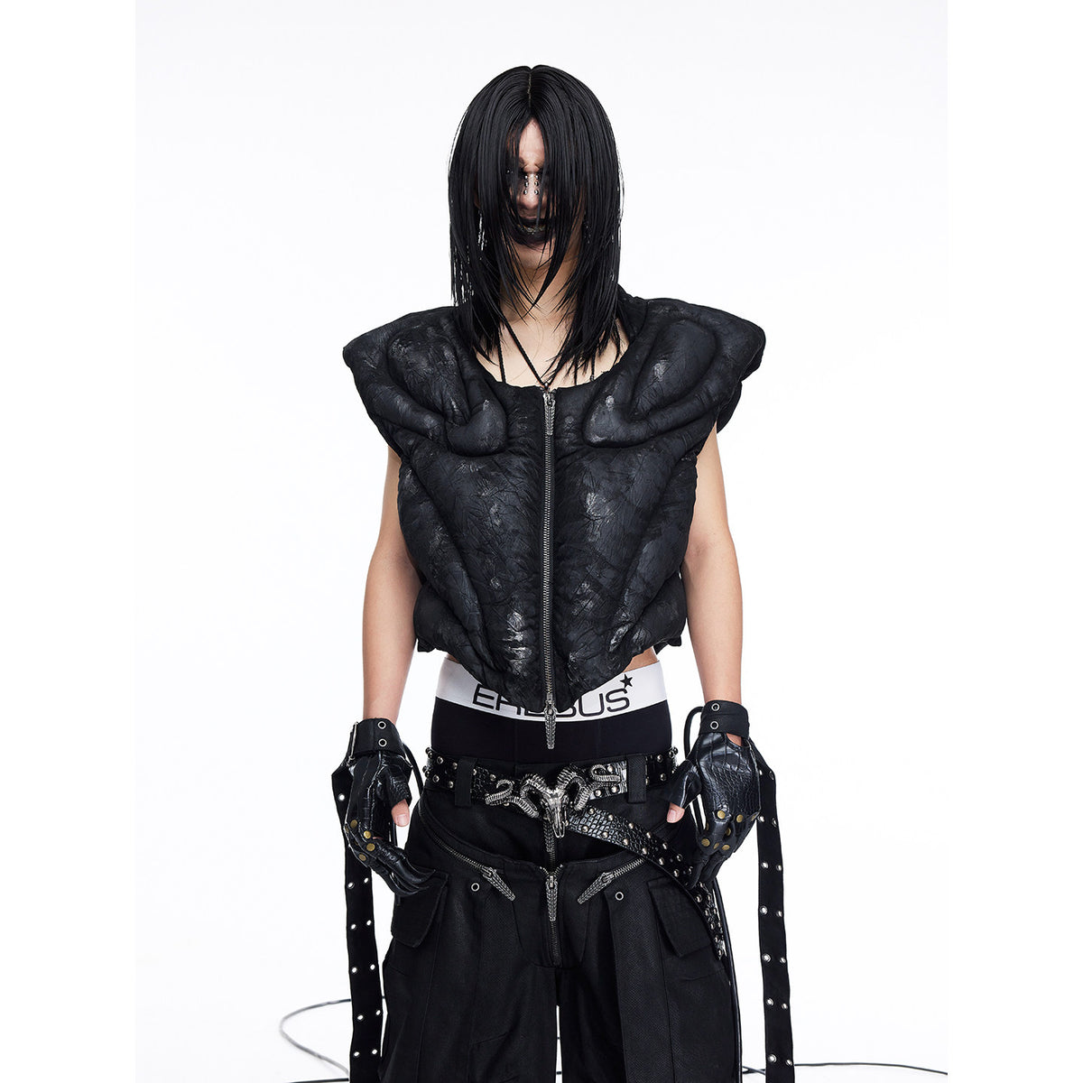 Sculpted Armor Faux Leather Cropped Vest