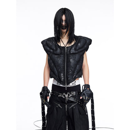 Sculpted Armor Faux Leather Cropped Vest
