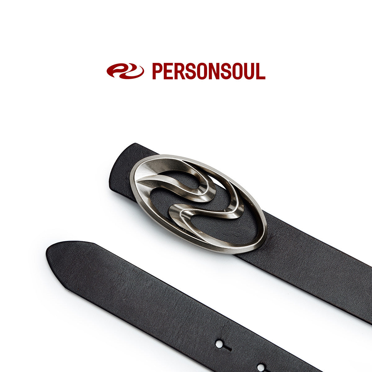 Symbol Buckle Leather Belt