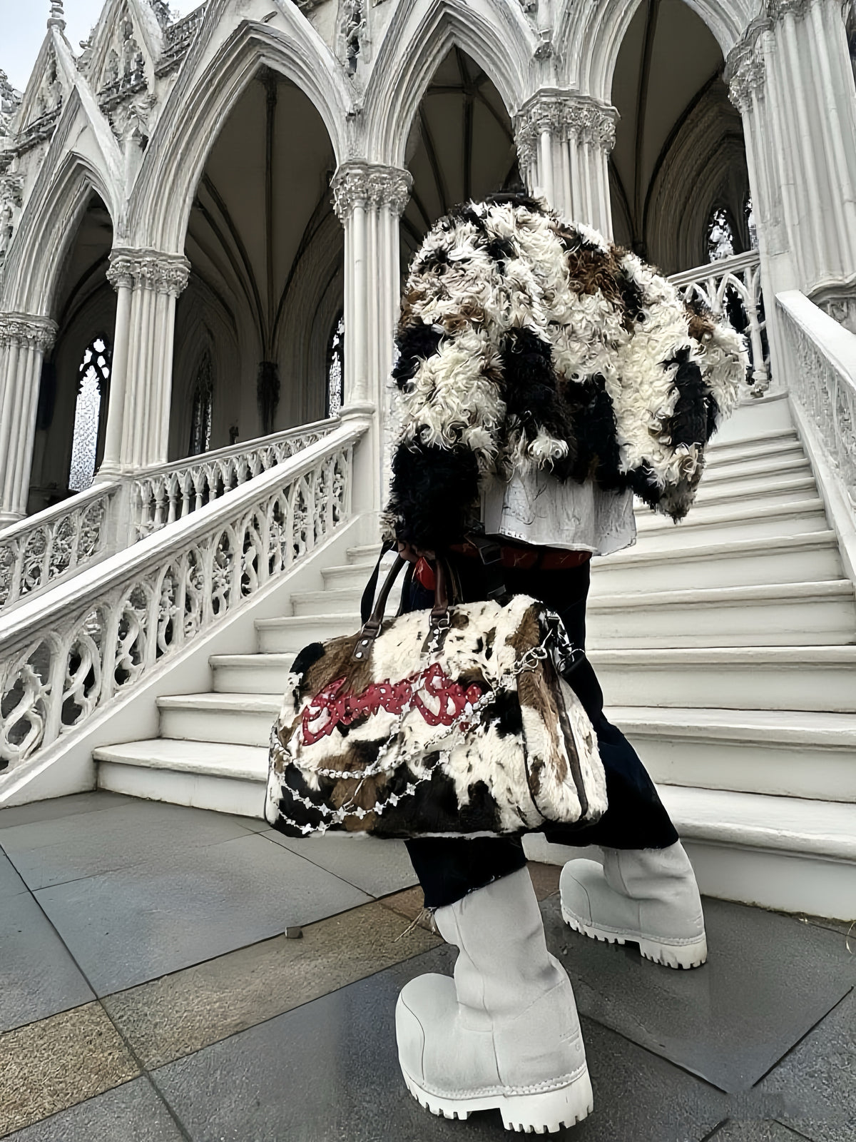 Cow Print Cowhide Boston Bag