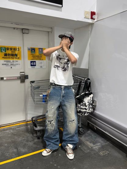 Vintage Washed Distressed Baggy Jeans