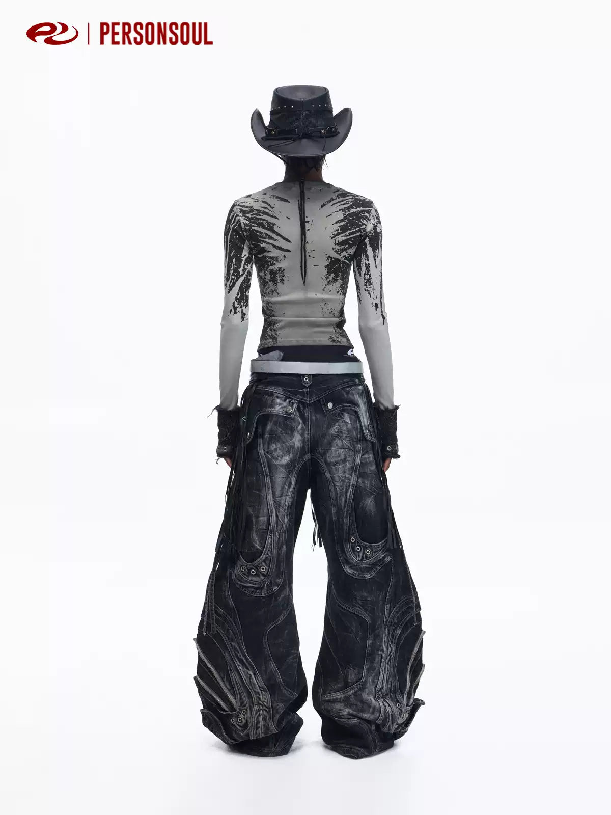 Alien Panelled Drawstring Baggy Jeans