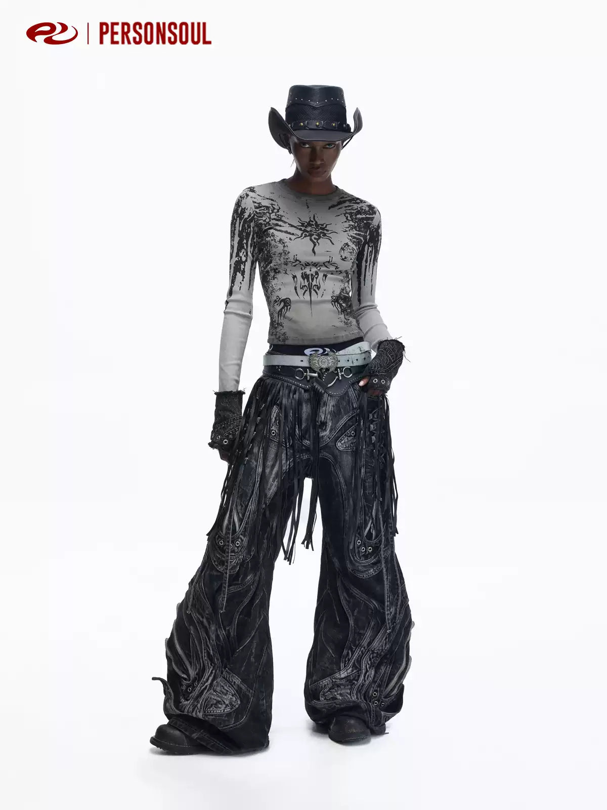 Alien Panelled Drawstring Baggy Jeans