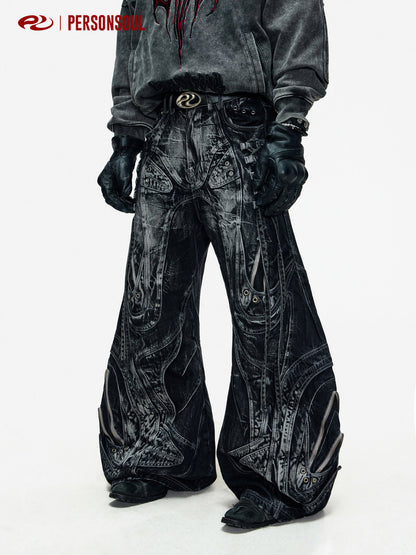 Alien Panelled Drawstring Baggy Jeans