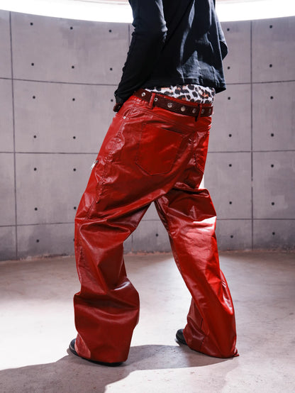 REBEL WAVE レッド メタリックコーティング バギーデニム SELFISH