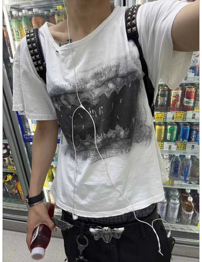 Distressed Graphic Boxy T-Shirt