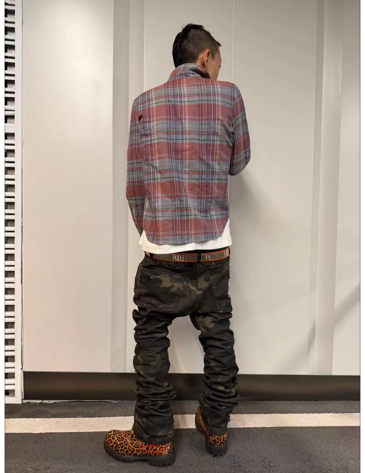 Washed Camouflage Straight-Leg Pants