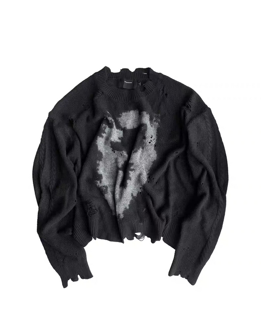 Cross Graphic Cropped Knit Sweater
