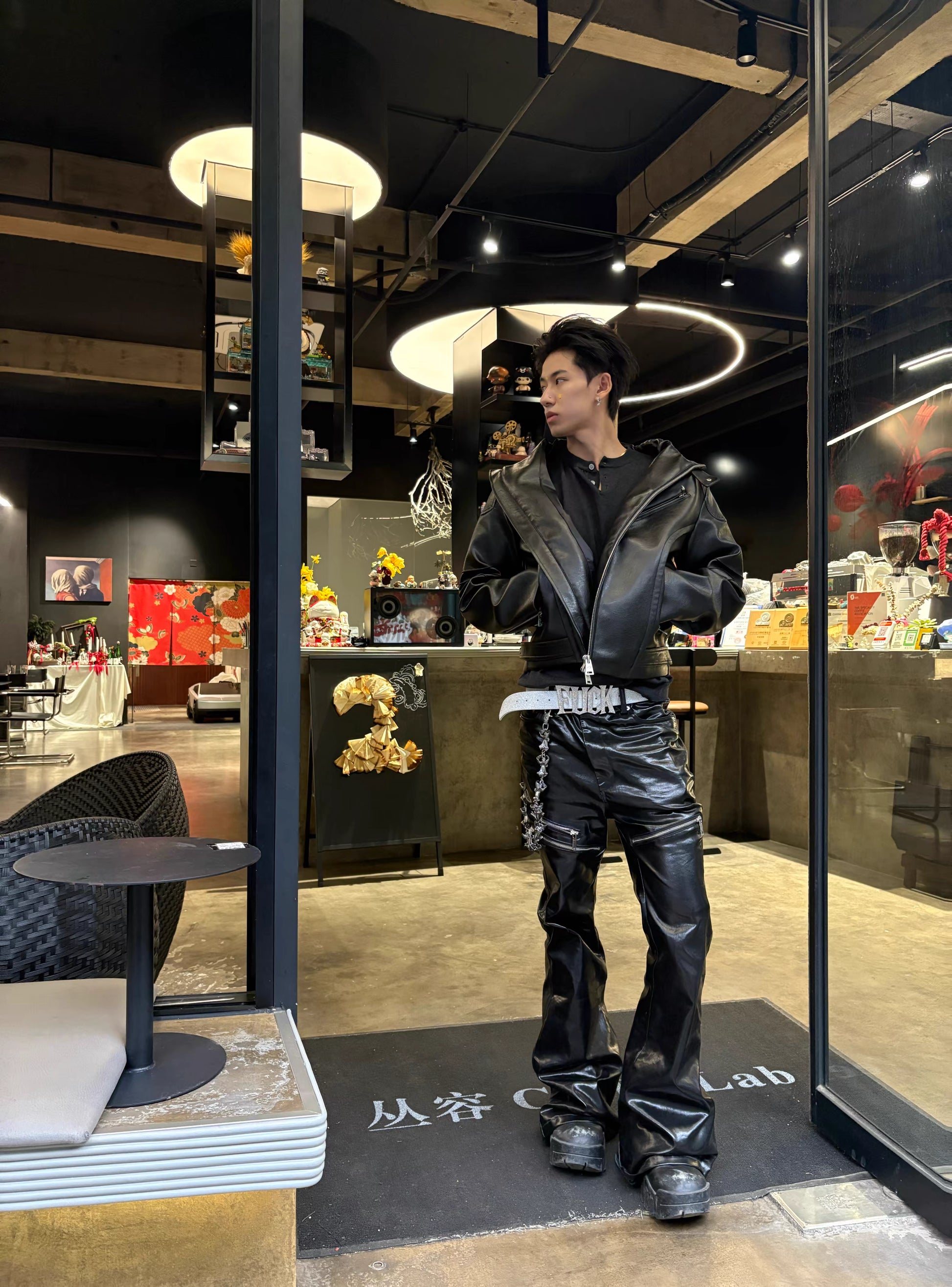REBEL WAVE メタリックコーティング フレアデニム ブラック SELFISH