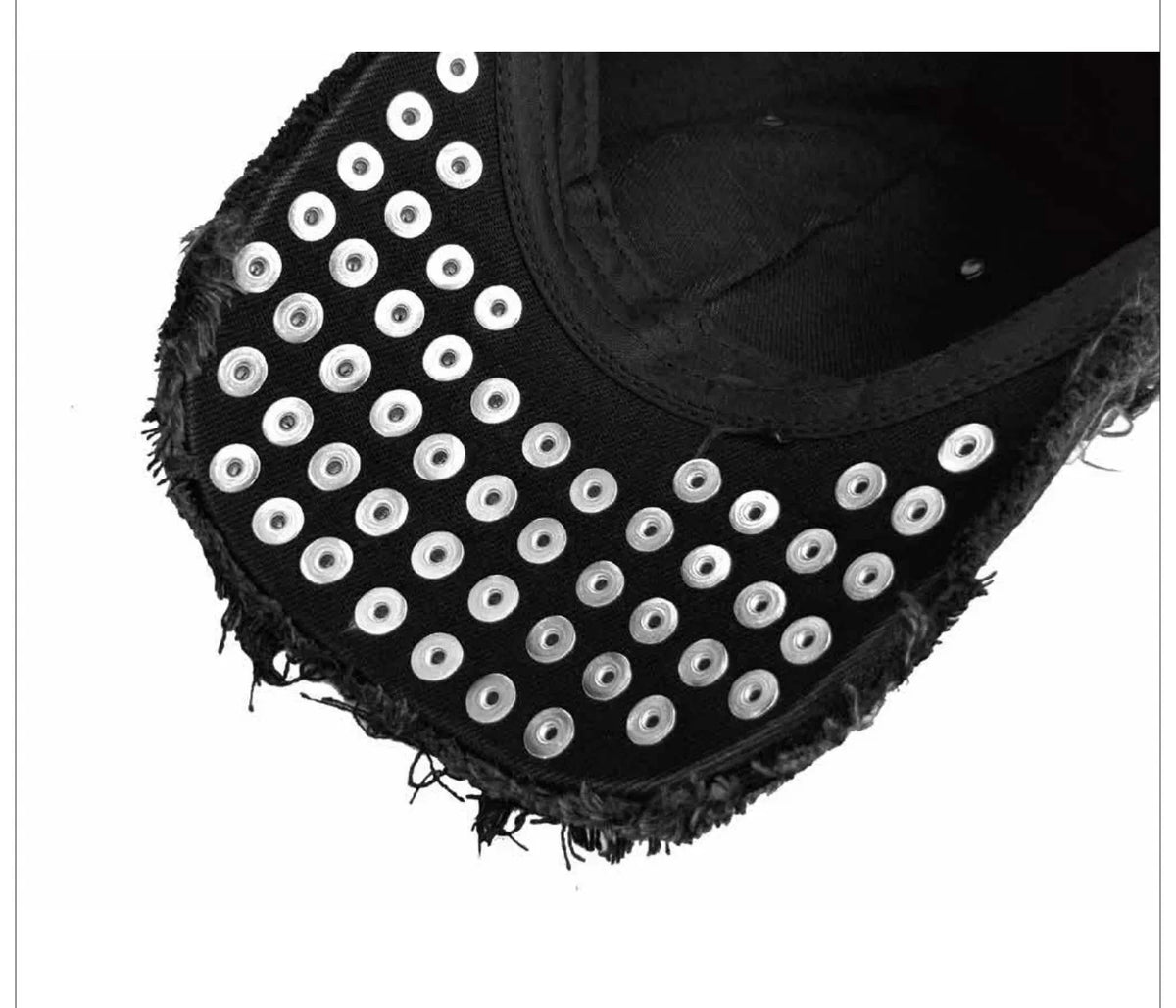 Studded Distressed Denim Cap