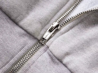 Washed Cross Embroidered Cropped Zip Hoodie