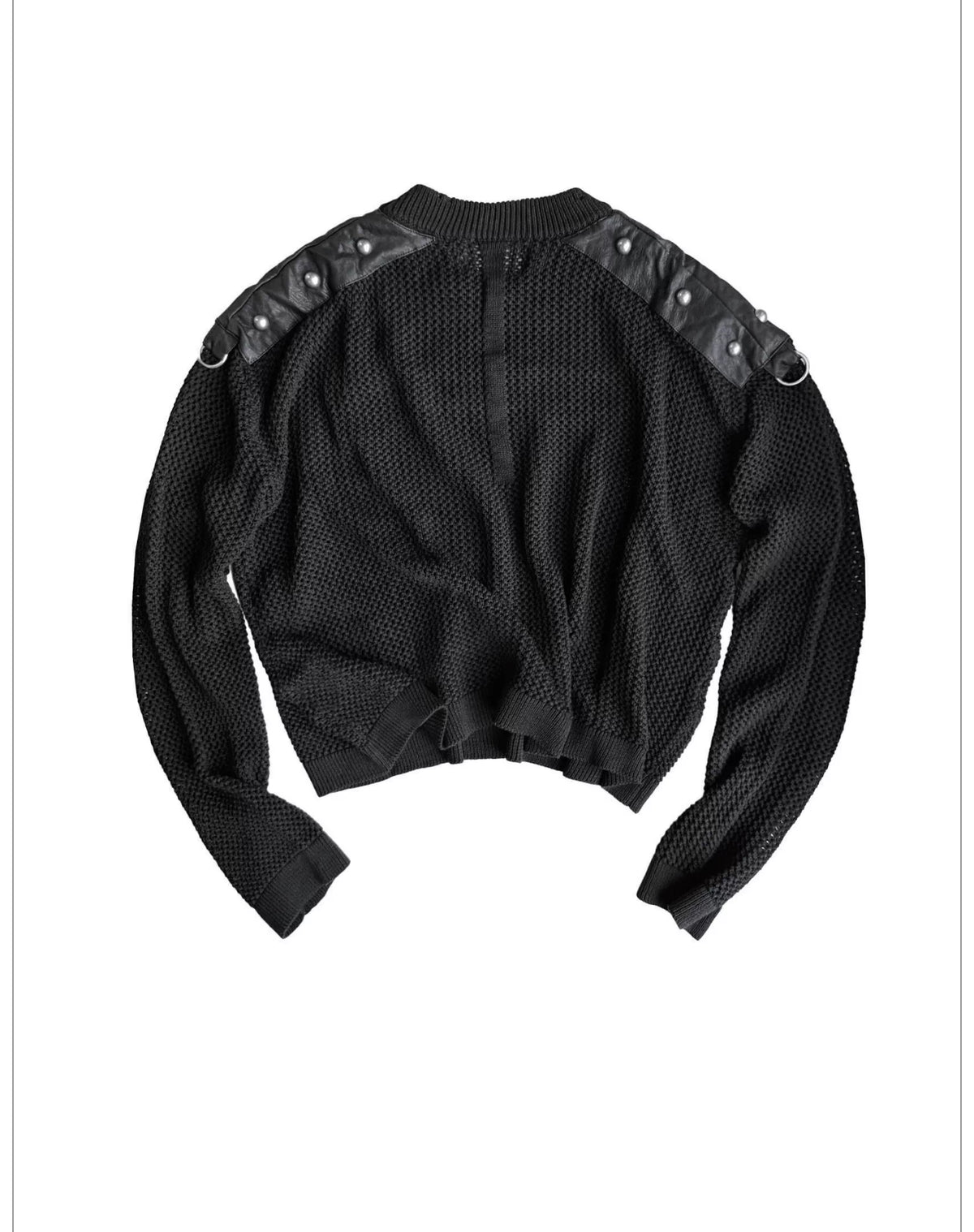 Zip Detail Contrast Panel Cropped Knit Sweater