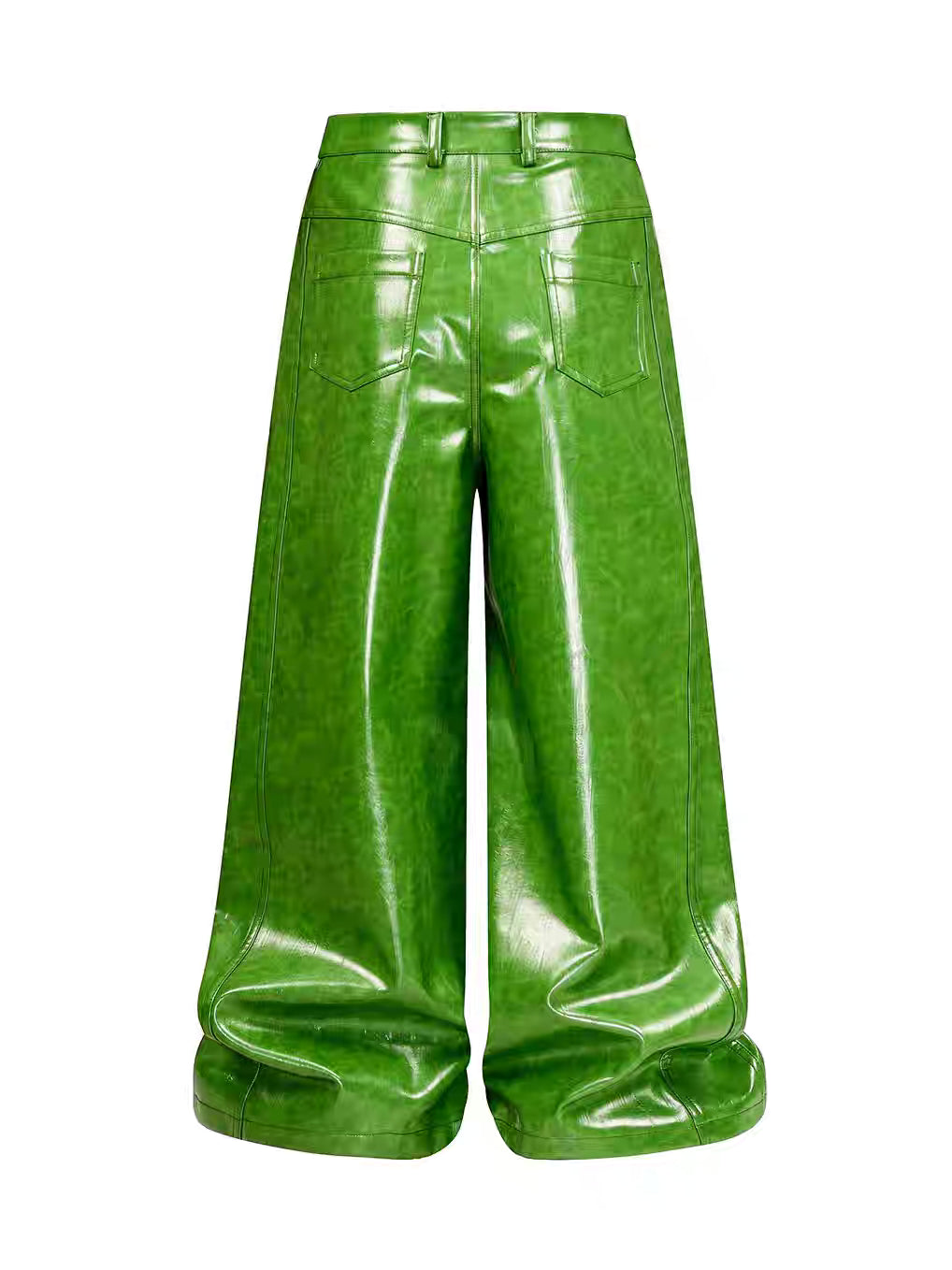 Glossy Green Faux Leather Baggy Pants