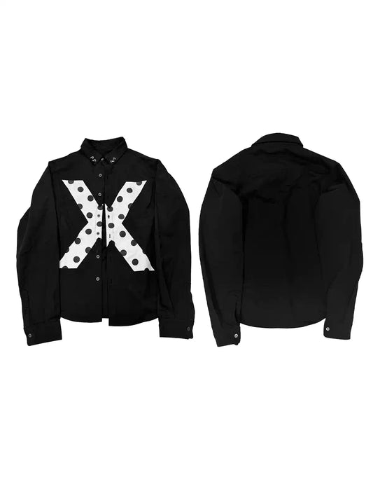 Polka Dot Cross Graphic Distressed Shirt