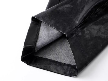 Six Buckle Coated Stacked Jeans