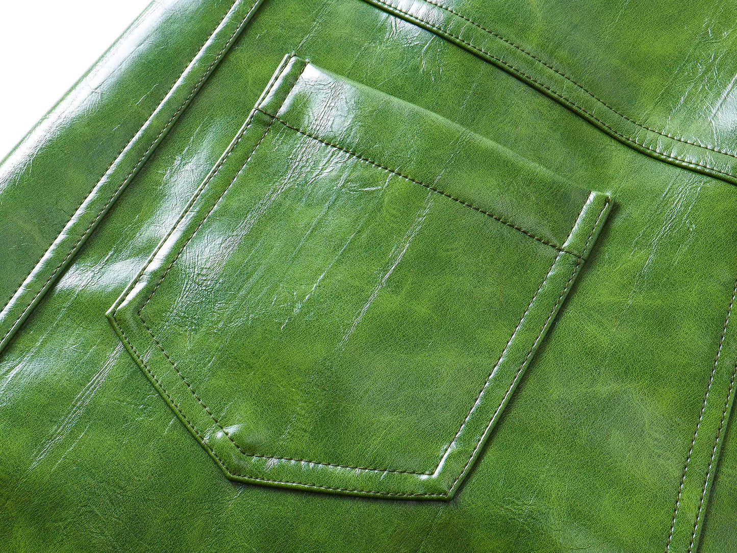 Glossy Green Faux Leather Baggy Pants